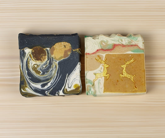 Luxury Duo Gift Set – Aktivkohle & Kokos Vanille Naturseife – Handgemacht 2x140g Schweiz